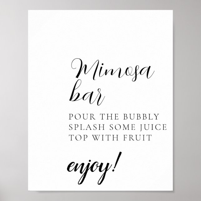 Script Minimal Mimosa Bar Sign Poster (Vorne)