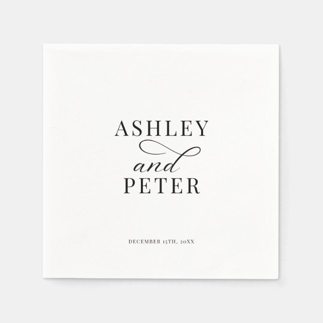 Script Minimalistisch Classic Wedding Serviette (Vorderseite)