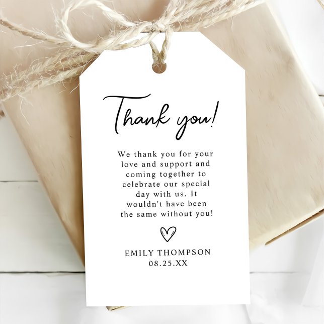 Script Minimalistisch Vielen Dank, dass Sie Geschenkanhänger (Von Creator hochgeladen)