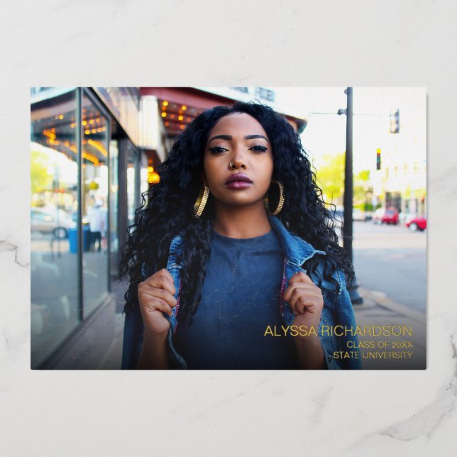 Script-Mod-Foto-Graduierungspartei Folieneinladung (Vorderseite)