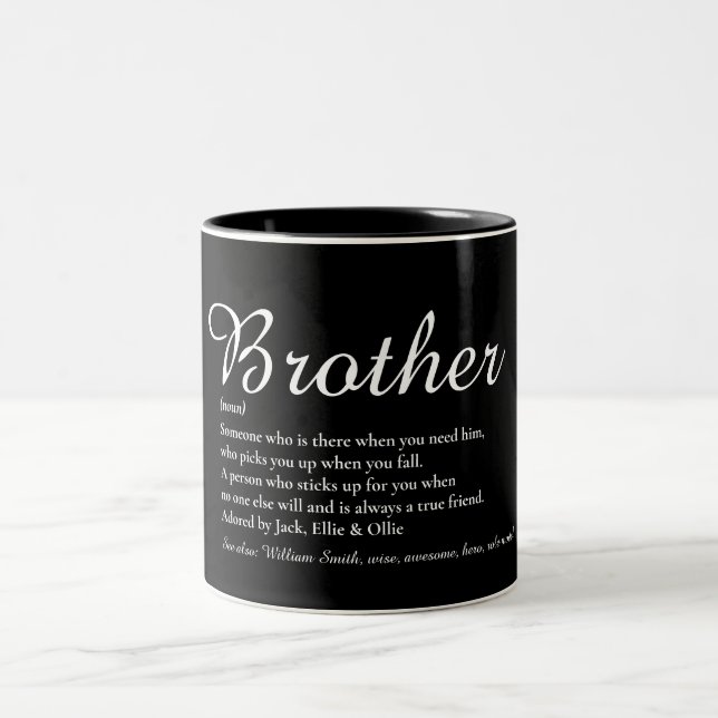 Script Modern Fun Cool Best Brother Definition  Zweifarbige Tasse (Mittel)