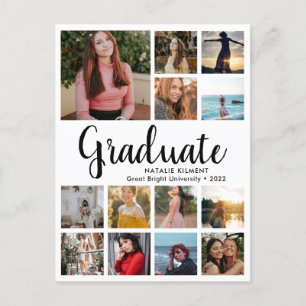 Script Modern Graduate 13 Foto Collage Abschluss Ankündigungspostkarte