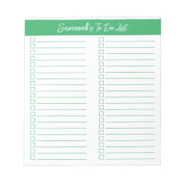 Script Modern Green Two Column Checklist Notizblock