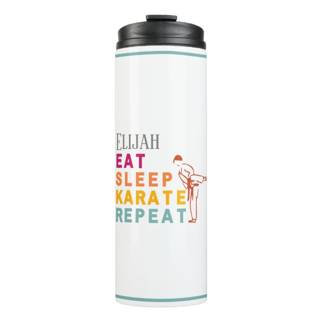 Script Modern Kids Martial Arts Silhouette Karate Thermosbecher (Vorderseite)