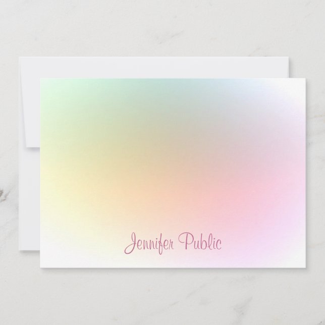 Script Modern modische farbige Template Typografie Mitteilungskarte (Vorderseite)