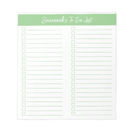 Script Modern Sage Green Two Column Checklist Notizblock