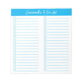 Script Modern Sky Blue Two Column Checklist Notizblock