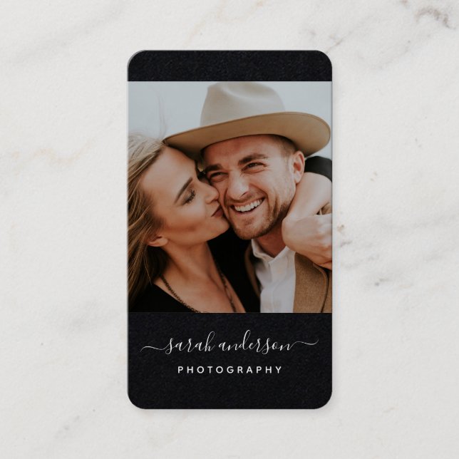 Script Modern Typografy Cool Black Visitenkarte (Vorderseite)