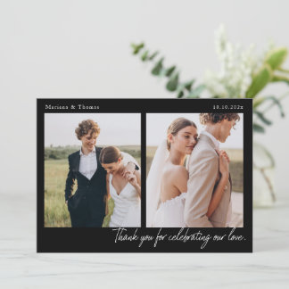 Script Modern Wedding 2 Photos Thank You Card Dankeskarte