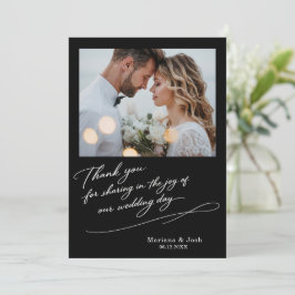 Script Modern Wedding 2 Photos Thank You Card Dankeskarte