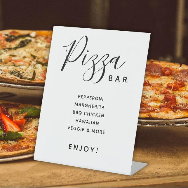 Script Modern Wedding Pizza Bar Sockelschild (Script Modern Wedding Pizza Bar Pedestal Sign
)
