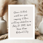 Script Moderne Minimalistische Hochzeit Postkarte<br><div class="desc">Feiern Sie Liebe mit uns! Unsere Hochzeitseinladung erfasst das Wesen der Romantik mit dem ganzen Text schön geschrieben in modernem Drehbuch handgeschriebenen Stil. Jedes Wort tanzt über die Seite und lädt Sie ein, sich uns bei unserem gemeinsamen Reiseantritt anzuschließen. Von den herzlichen Gelübden bis hin zum fröhlichen Fest - unsere...</div>