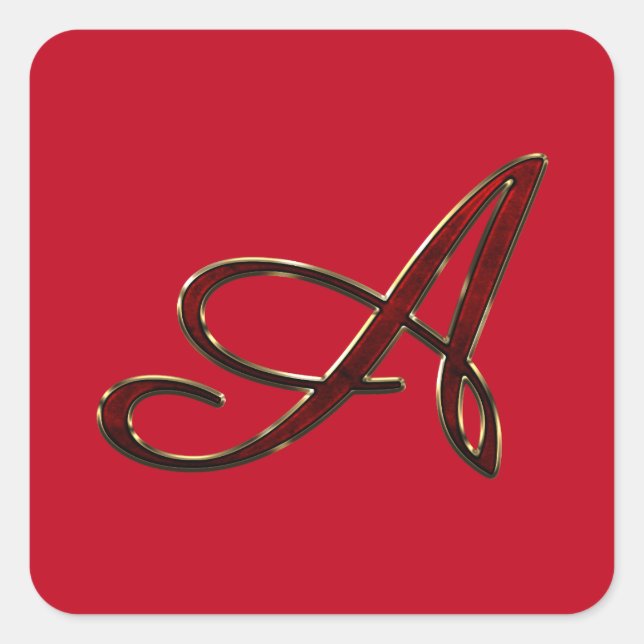 Script Monogram A Quadratischer Aufkleber (Vorderseite)