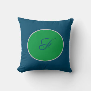 Script Monogram Blue und Green Kissen