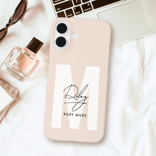 Script Monogram Blush Pink Moderne Chic Signatur Case-Mate iPhone Hülle (Von Creator hochgeladen)