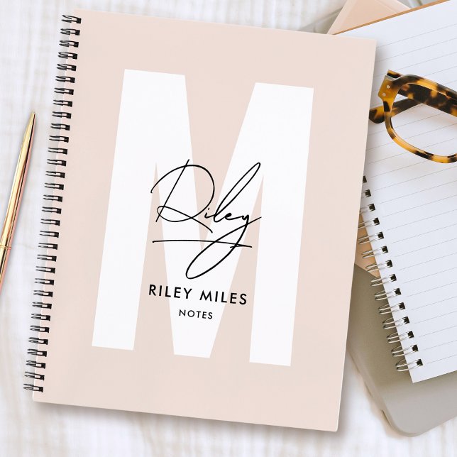 Script Monogram Blush Pink Moderne Chic Signatur Notizbuch (Von Creator hochgeladen)