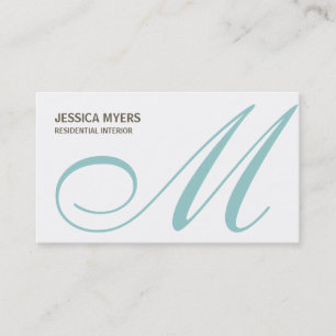 Script Monogram Business Card (Türkis) Visitenkarte
