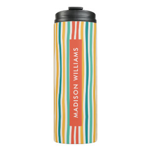 Script Monogram farbige Linien Thermal Tumbler Thermosbecher