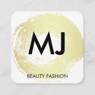 Script Monogram Gold Circular Brushed Quadratische Visitenkarte