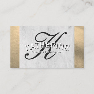 Script Monogram   Holzkörner   Goldfolie Visitenkarte