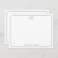 Script Monogram Hübsch Family Stationer Green