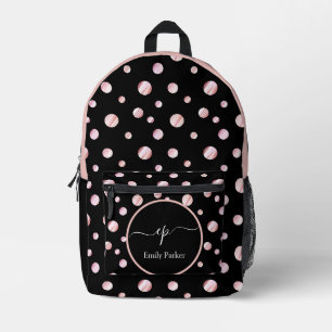 Script Monogram Individuelle Name Black Polka Dot Bedruckter Rucksack