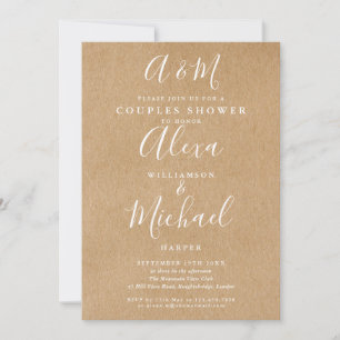 Script Monogram Kraft Couples Polterabend Einladung