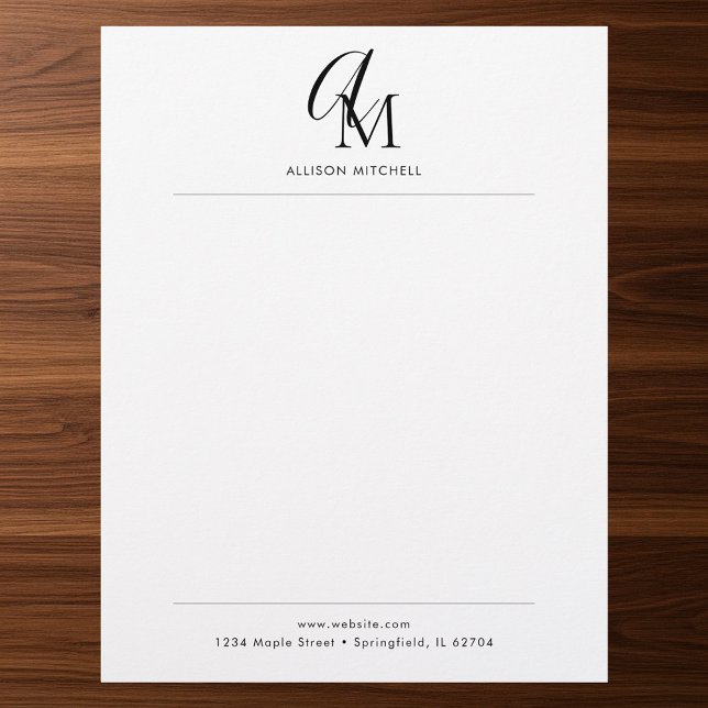 Script Monogram Minimalist Letterhead Briefbogen (Von Creator hochgeladen)