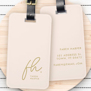 Script Monogram Modern Simple Eleganush Gold Gepäckanhänger