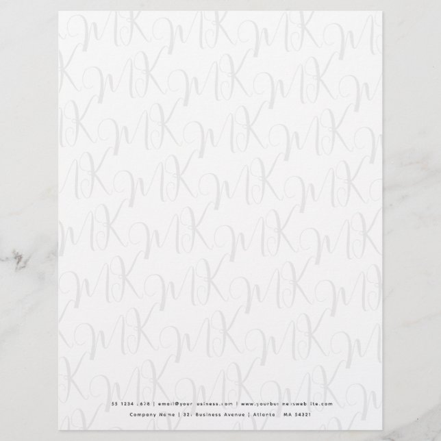 Script Monogram Pattern Professional Letterhead Briefbogen (Vorderseite)
