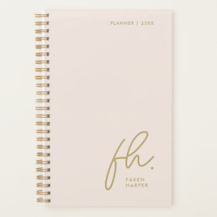 Script Monogram Simple Eleganush Blush Gold Femini Planer
