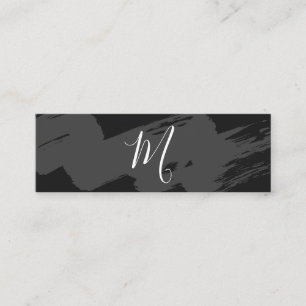 Script Monogram / Sleek Gray Brushed Mini Visitenkarte