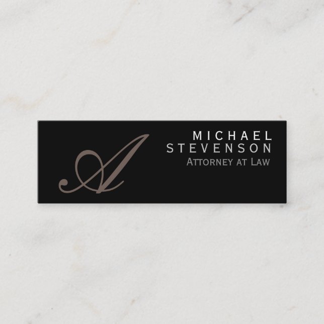 Script Monogram Slim Anwalt auf Law Business Card Mini Visitenkarte (Vorderseite)