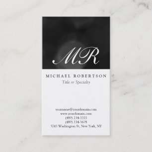Script Monogram White Black Pattern Business Card Visitenkarte