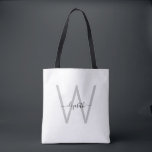 Script Monogram White Tote Bag<br><div class="desc">Custom Script Monogram Tote Bag. Weiß.</div>