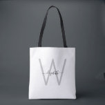 Script Monogram White Tote Bag<br><div class="desc">Custom Script Monogram Tote Bag. Weiß.</div>