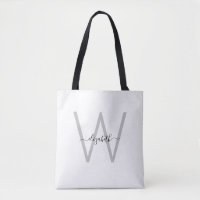 Script Monogram White Tote Bag