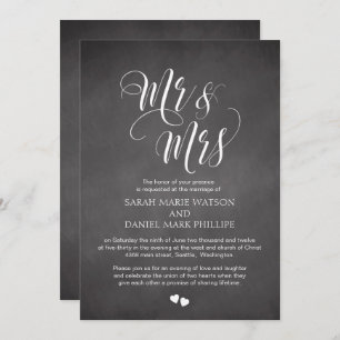 Script Mr. & Mrs. Wedding Einladungs Chalkboard Ca Einladung