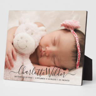 Script Name Baby Foto Birth Stats Plaque Fotoplatte