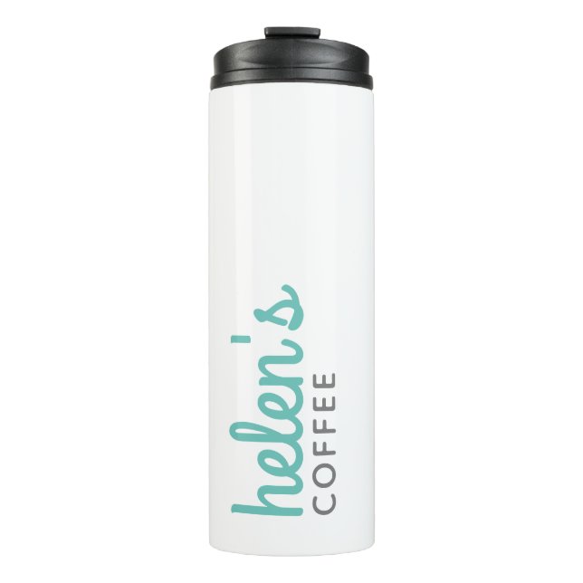 Script Name Coffee Tumbler Custom Gift Aquamarin B Thermosbecher (Vorderseite)