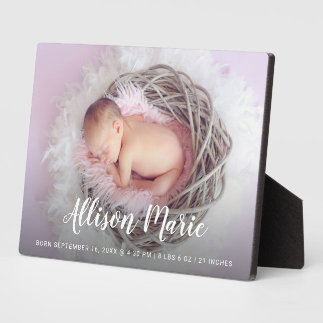 Script Name Elegant Foto Baby Modern Simple Fotoplatte (Seite)