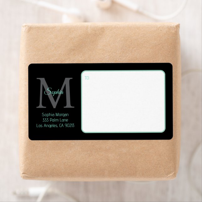 Script Name Large Monogram, Aquamarin & Black Ship (Insitu)