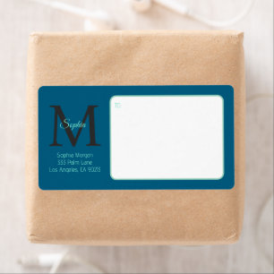Script Name Large Monogram, Aquamarin & Blue Shipp