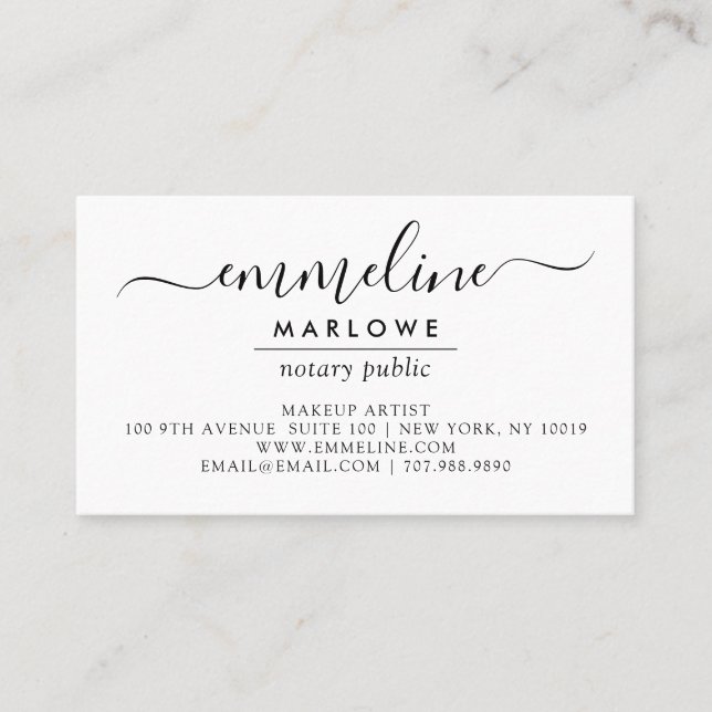 Script Name Makeup Artist Business Card Visitenkarte (Vorderseite)