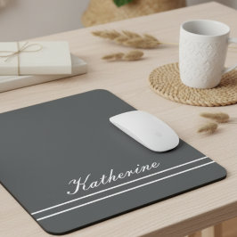 Script Name Minimalist Charcoal Gray Mousepad