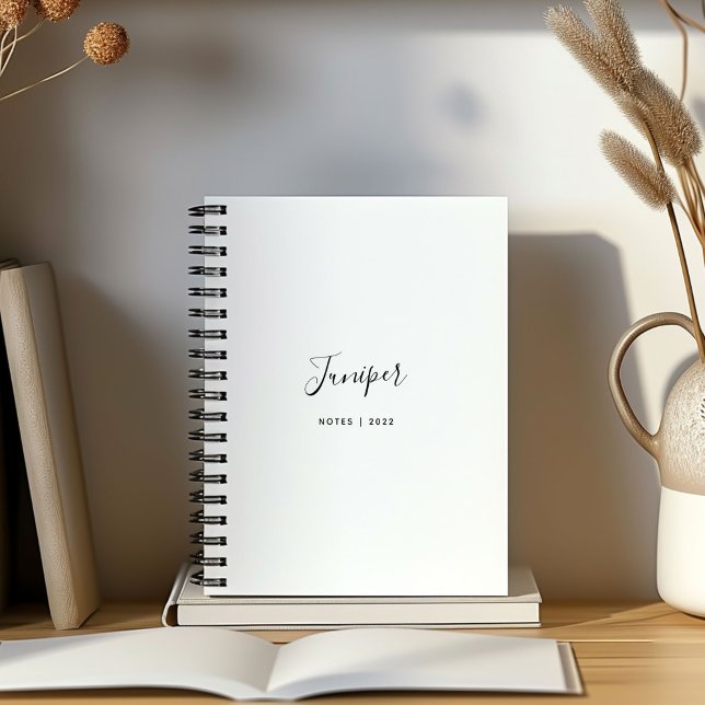 Script Name Modern Minimal Notizbuch (Personalized script name white notebook.)
