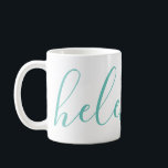 Script Name Personalisiert Custom Aqua Blue Tasse<br><div class="desc">Eine wunderschöne Tasse mit einem individuelle Name in einem modernen,  eleganten Skript-Schriftart. In grün-blau Aqua und weiß. Wunderbar als Muttertag,  Urlaub,  Geburtstag,  Hauswärme oder Brautjunggeschenk.</div>