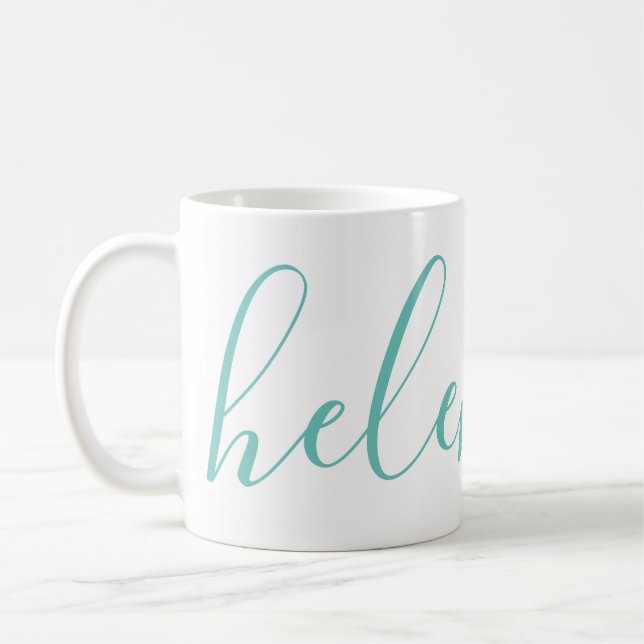 Script Name Personalisiert Custom Aqua Blue Tasse  (Links)