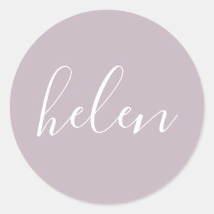 Script Name Personalisiert Dusty Lila Elegant Runder Aufkleber