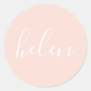 Script Name Personalisiert Pastel Peach Elegante Runder Aufkleber